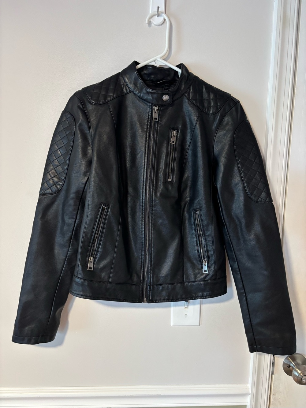 Levi’s Black Faux Leather Moto Jacket Quilted Women’s Small